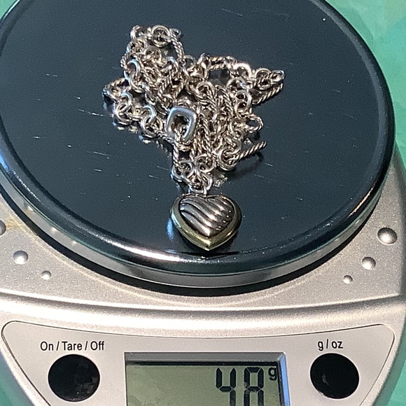 💖 David Yurman - Heart Charm Figaro Chain Toggle Necklace and Bracelet Set - Picture 10 of 13